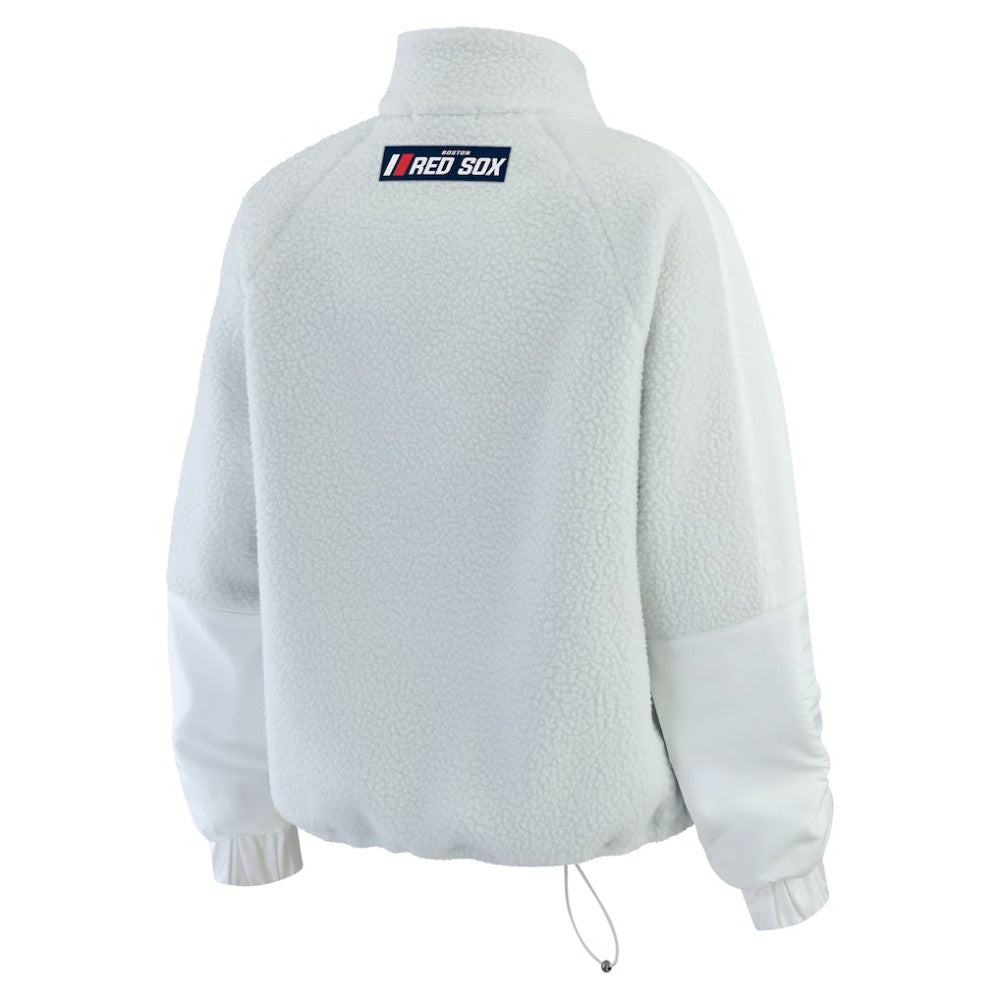 Boston Red Sox WEAR by Erin Andrews Women's Polar Fleece Quarter-Zip Jacket - Gray Jackets