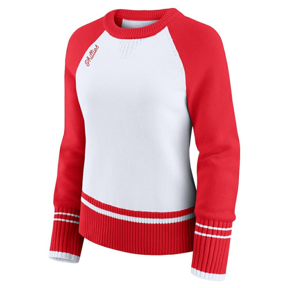 Philadelphia Phillies WEAR by Erin Andrews Women's Colorblock Raglan Sweater - White
