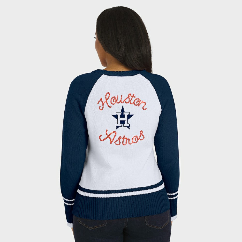 Houston Astros WEAR by Erin Andrews Women's Colorblock Raglan Sweater - White