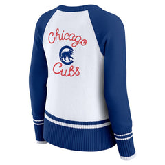 Chicago Cubs WEAR by Erin Andrews Women's Colorblock Raglan Sweater - White