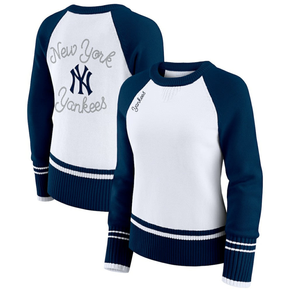 New York Yankees WEAR by Erin Andrews Women's Colorblock Raglan Sweater - White