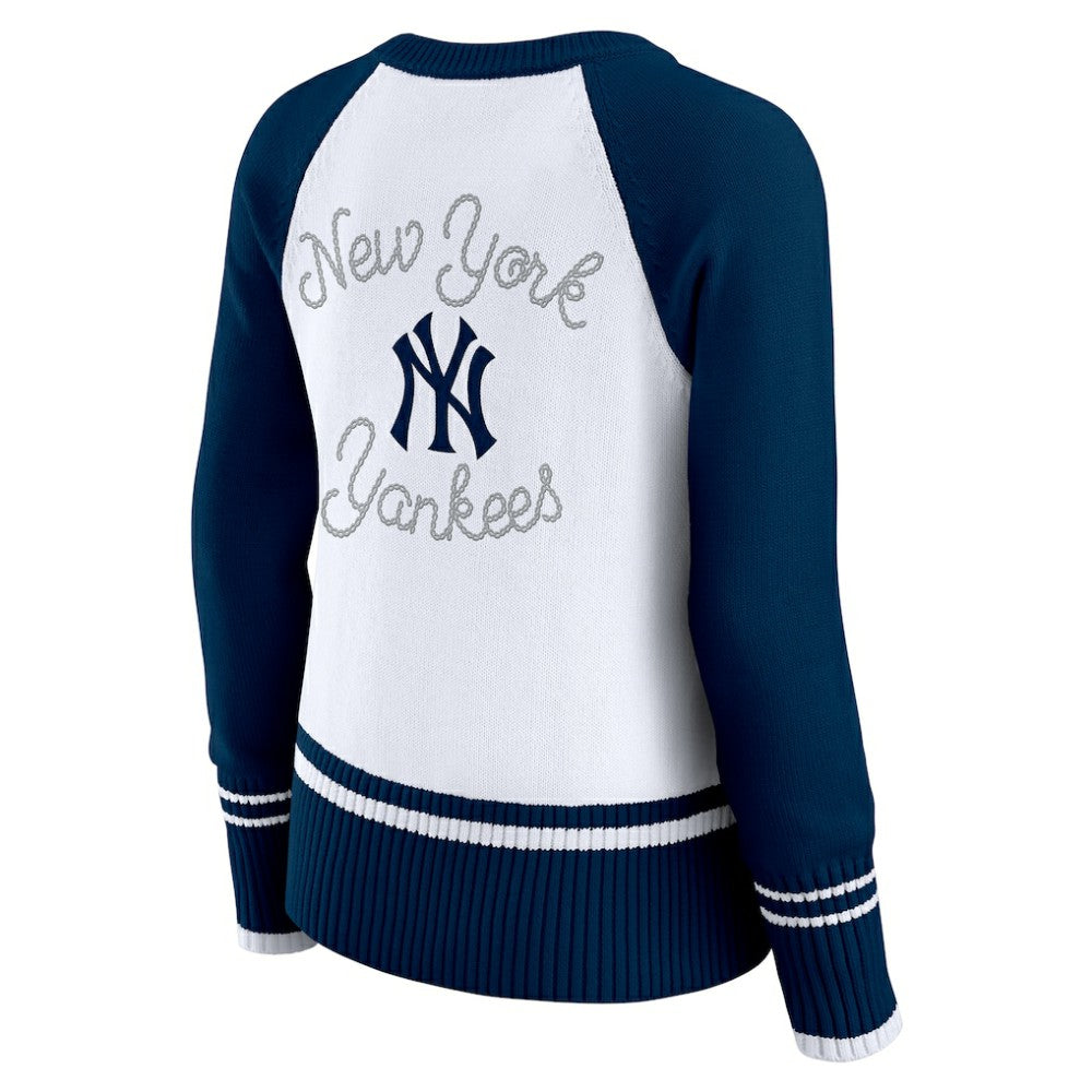 New York Yankees WEAR by Erin Andrews Women's Colorblock Raglan Sweater - White