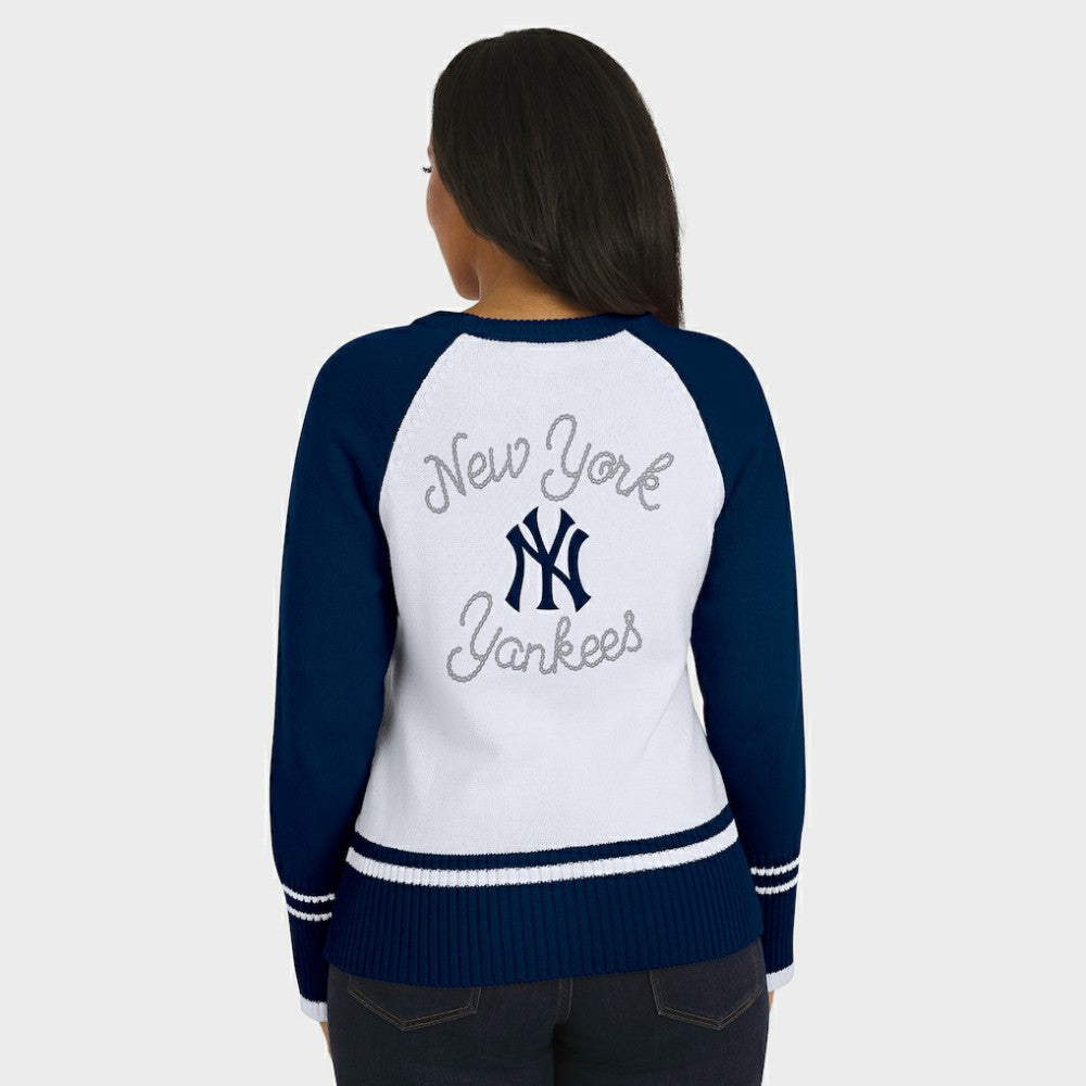 New York Yankees WEAR by Erin Andrews Women's Colorblock Raglan Sweater - White