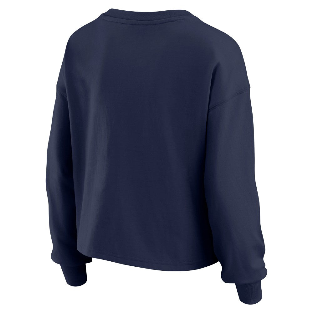 Houston Astros WEAR by Erin Andrews Women's Heavy Rugby Jersey Cropped Long Sleeve T-Shirt & Shorts Lounge Set - Navy Jerseys