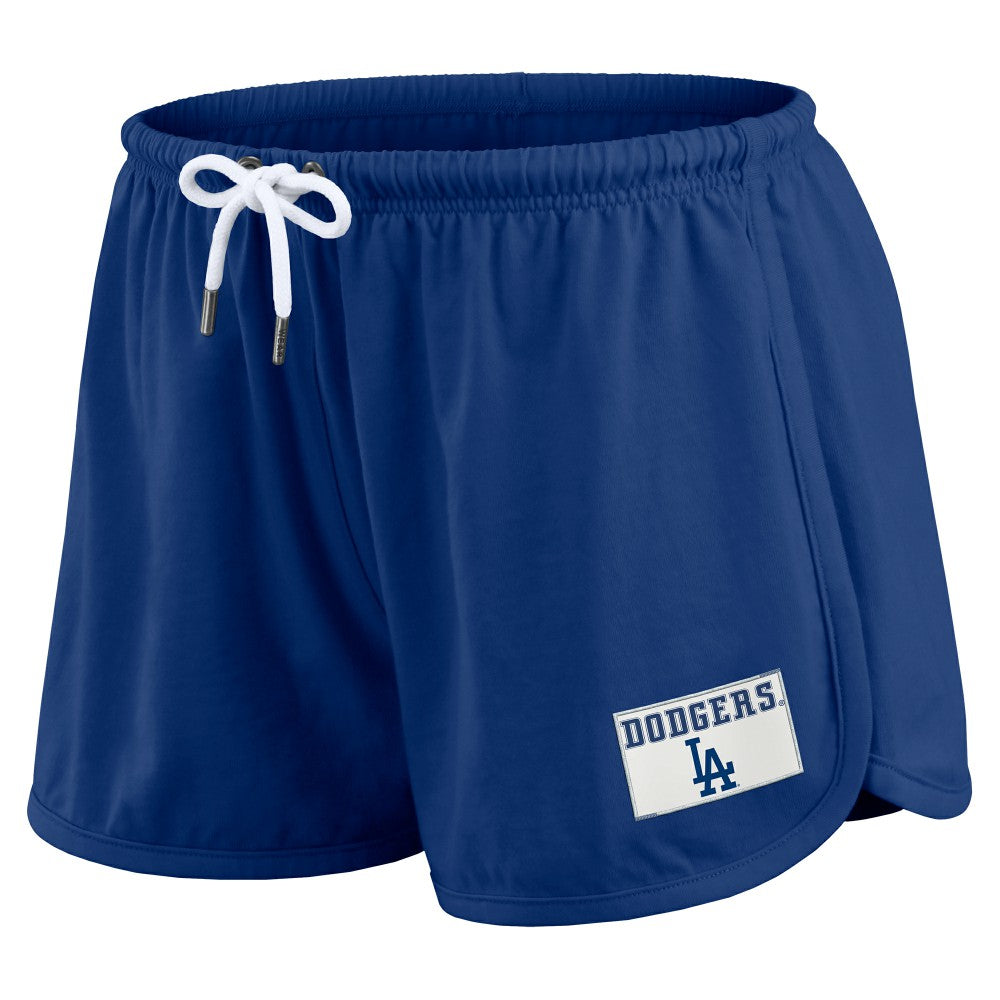 Los Angeles Dodgers WEAR by Erin Andrews Women's Heavy Rugby Jersey Cropped Long Sleeve T-Shirt & Shorts Lounge Set - Royal Jerseys