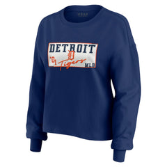 Detroit Tigers WEAR by Erin Andrews Women's Heavy Rugby Jersey Cropped Long Sleeve T-Shirt & Shorts Lounge Set - Navy Jerseys