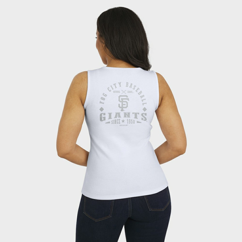 San Francisco Giants WEAR by Erin Andrews Women's Rib-Knit Henley Tank Top - White Tanks