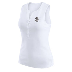 San Diego Padres WEAR by Erin Andrews Women's Rib-Knit Henley Tank Top - White Tanks