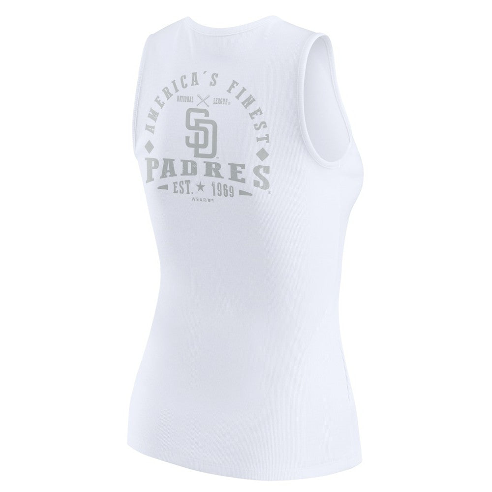 San Diego Padres WEAR by Erin Andrews Women's Rib-Knit Henley Tank Top - White Tanks