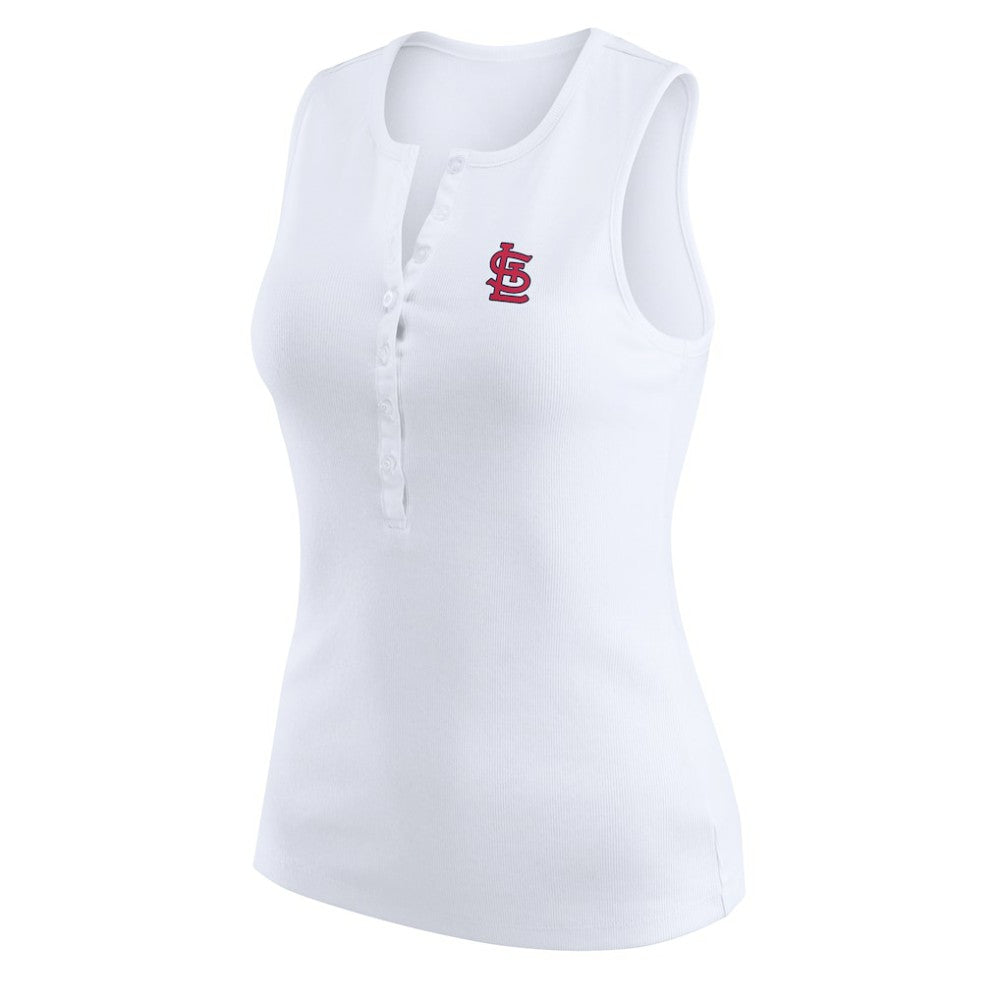 St. Louis Cardinals WEAR by Erin Andrews Women's Rib-Knit Henley Tank Top - White Tanks