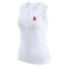 St. Louis Cardinals WEAR by Erin Andrews Women's Rib-Knit Henley Tank Top - White Tanks