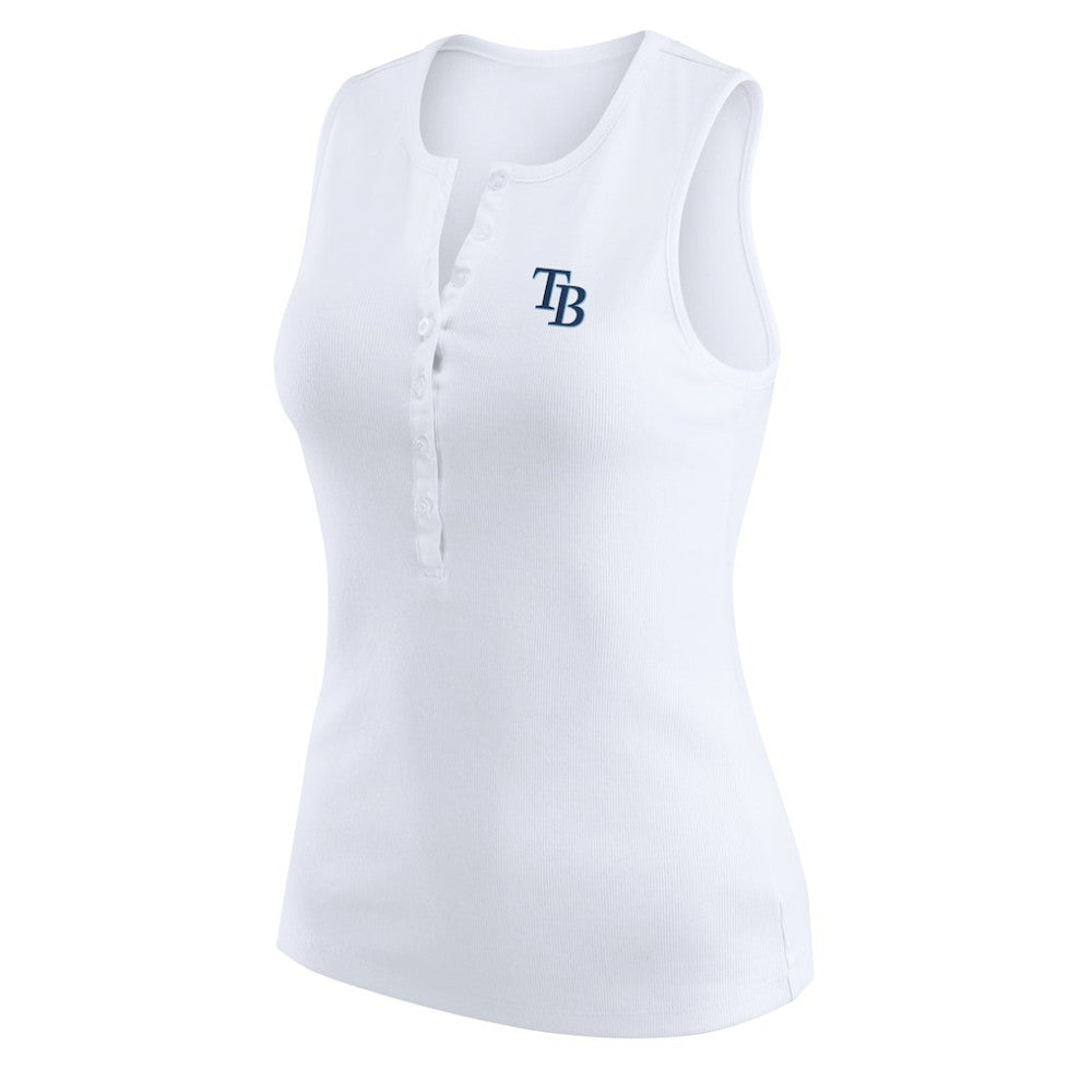 Tampa Bay Rays WEAR by Erin Andrews Women's Rib-Knit Henley Tank Top - White Tanks