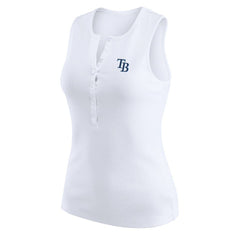 Tampa Bay Rays WEAR by Erin Andrews Women's Rib-Knit Henley Tank Top - White Tanks