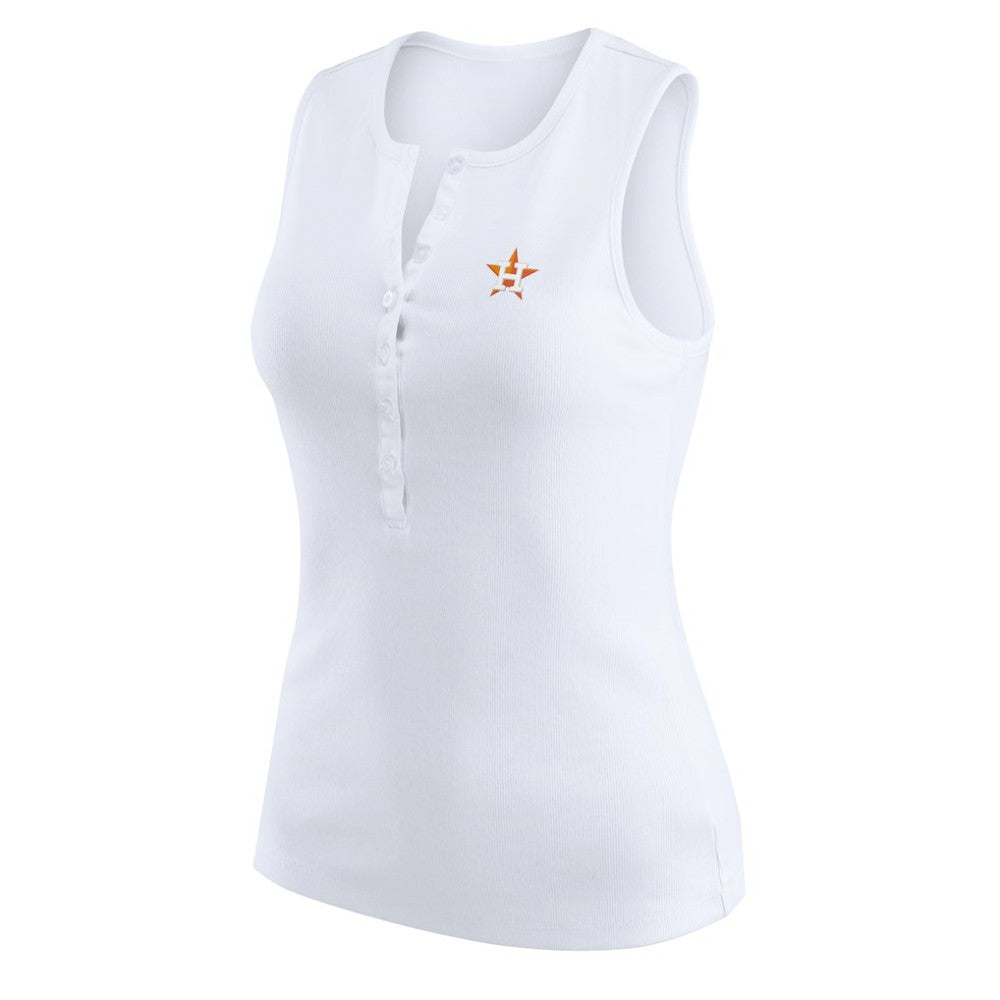 Houston Astros WEAR by Erin Andrews Women's Rib-Knit Henley Tank Top - White Tanks