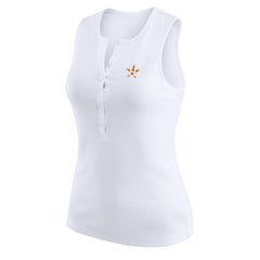 Houston Astros WEAR by Erin Andrews Women's Rib-Knit Henley Tank Top - White Tanks