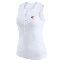 Cleveland Guardians WEAR by Erin Andrews Women's Rib-Knit Henley Tank Top - White Tanks