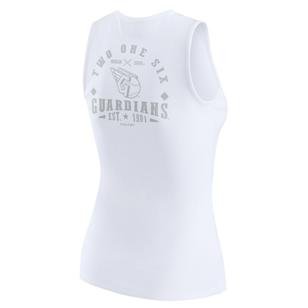 Cleveland Guardians WEAR by Erin Andrews Women's Rib-Knit Henley Tank Top - White Tanks