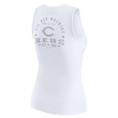 Cincinnati Reds WEAR by Erin Andrews Women's Rib-Knit Henley Tank Top - White Tanks