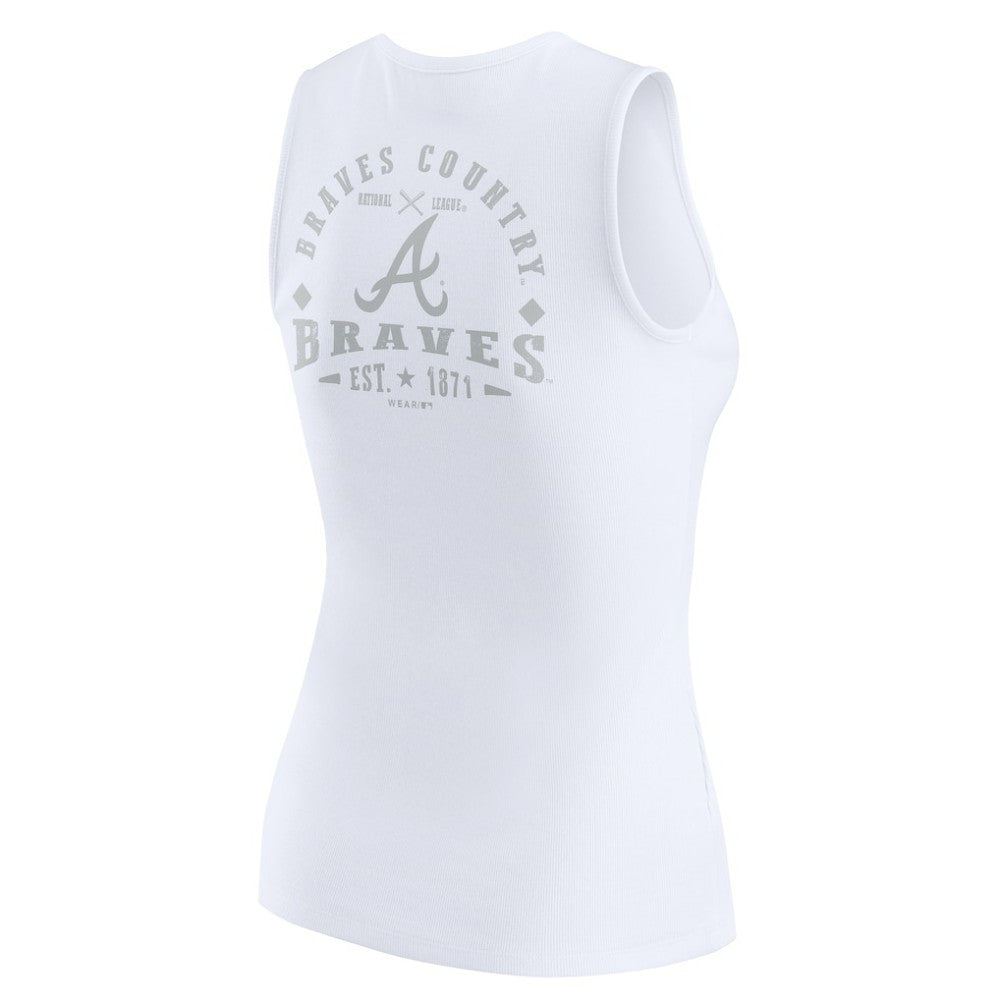 Atlanta Braves WEAR by Erin Andrews Women's Rib-Knit Henley Tank Top - White Tanks