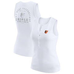 Baltimore Orioles WEAR by Erin Andrews Women's Rib-Knit Henley Tank Top - White Tanks