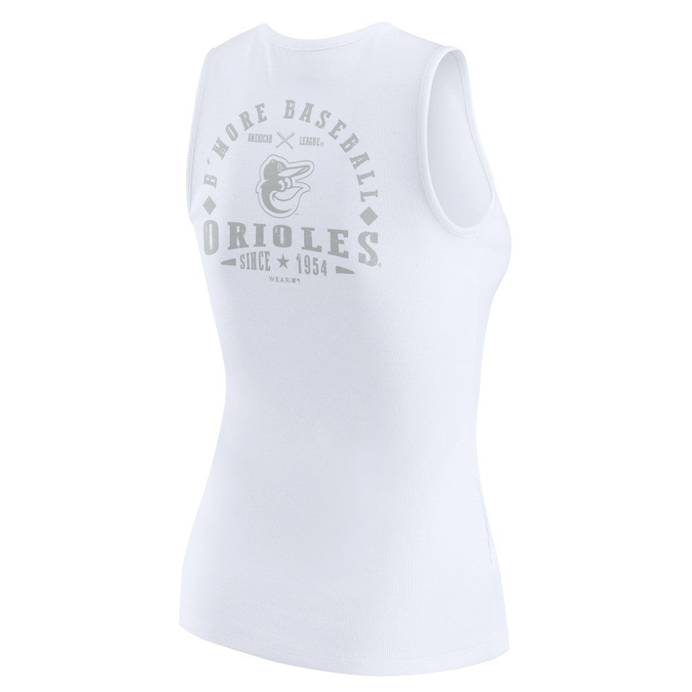 Baltimore Orioles WEAR by Erin Andrews Women's Rib-Knit Henley Tank Top - White Tanks