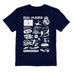 Real Madrid Vive La Fete Youth Impressions Artwork T-Shirt Navy shop