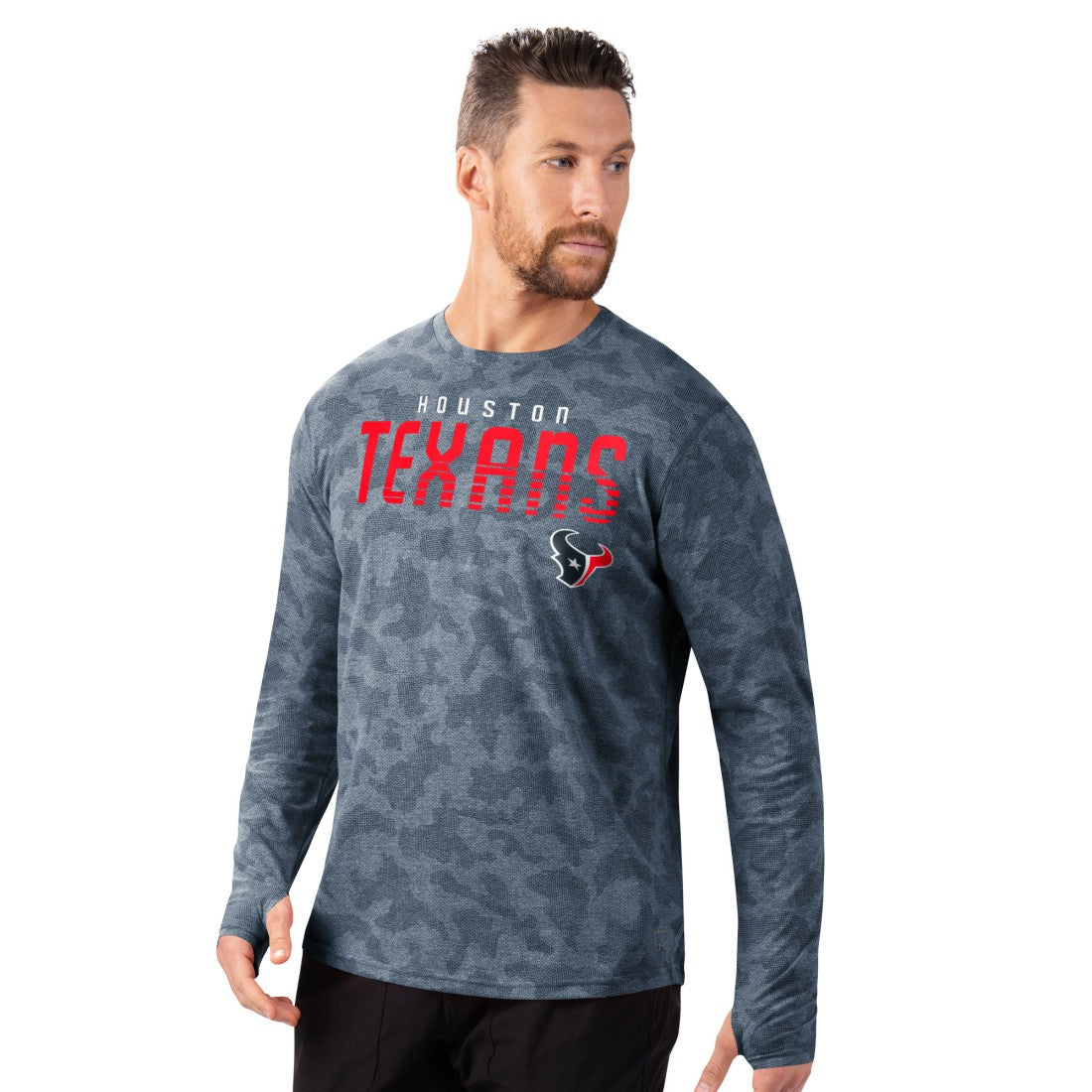 Houston Texans MSX by Michael Strahan Performance Camo Long Sleeve T-Shirt Navy