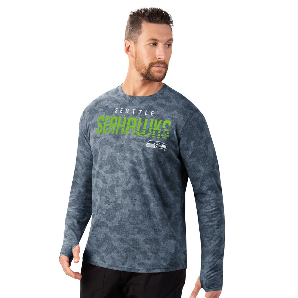 Seattle Seahawks MSX by Michael Strahan Performance Camo Long Sleeve T-Shirt Navy
