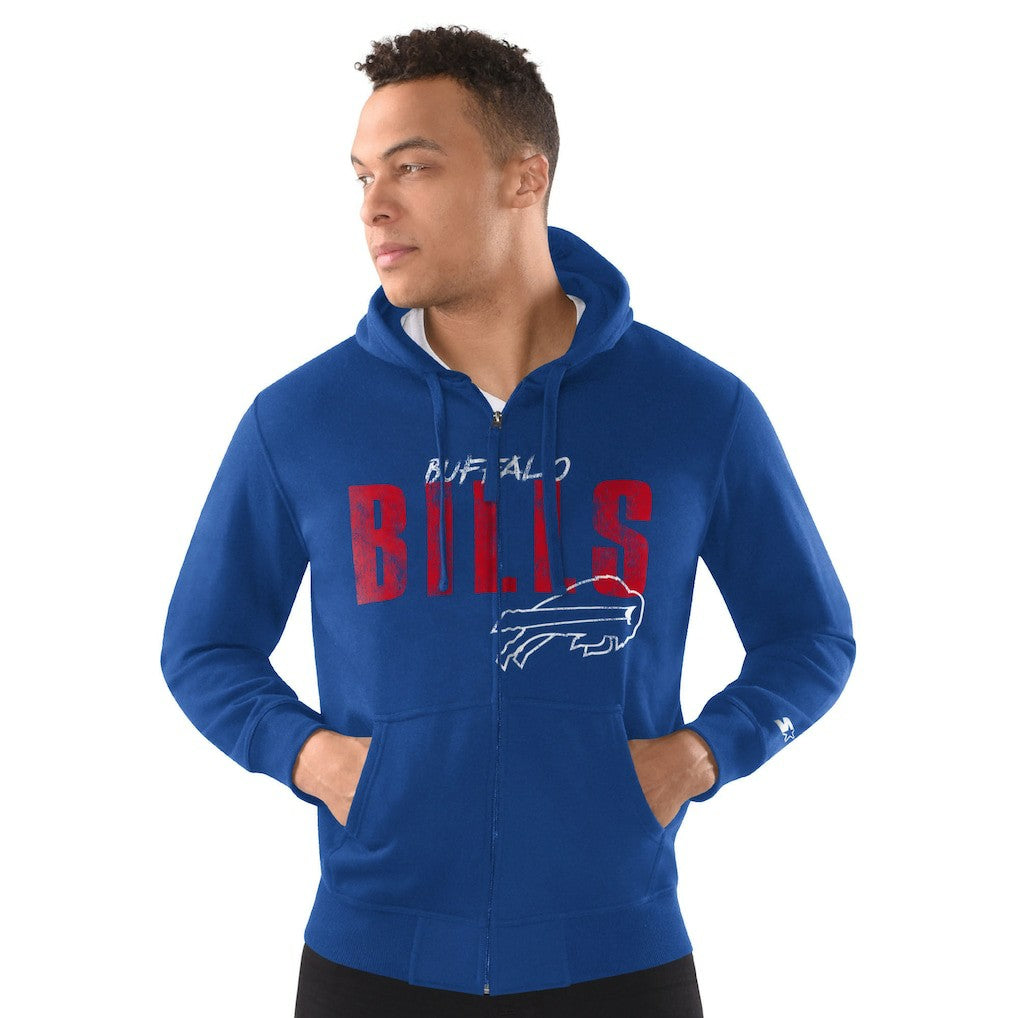 Buffalo Bills Starter Distressed Classic Full-Zip Hoodie Royal