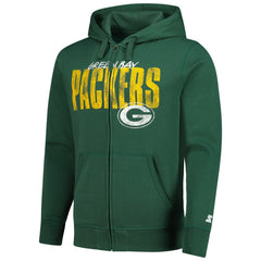 Green Bay Packers Starter Distressed Classic Full-Zip Hoodie Green