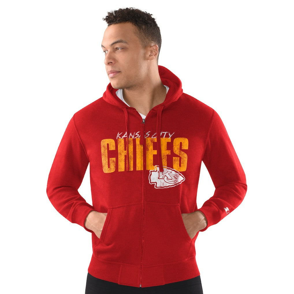 Kansas City Chiefs Starter Distressed Classic Full-Zip Hoodie Red