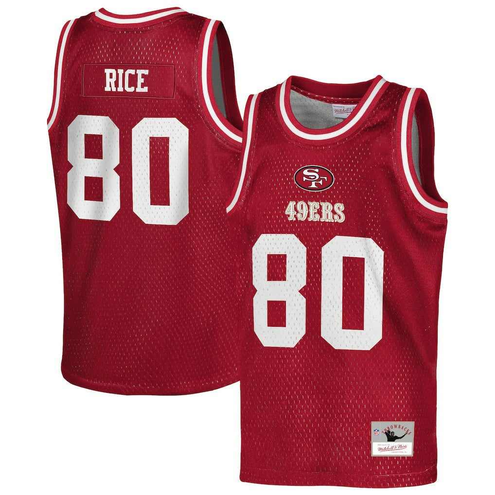 Jerry Rice San Francisco 49ers Youth Retired Player NFL Basketball Fashion Jersey Scarlet