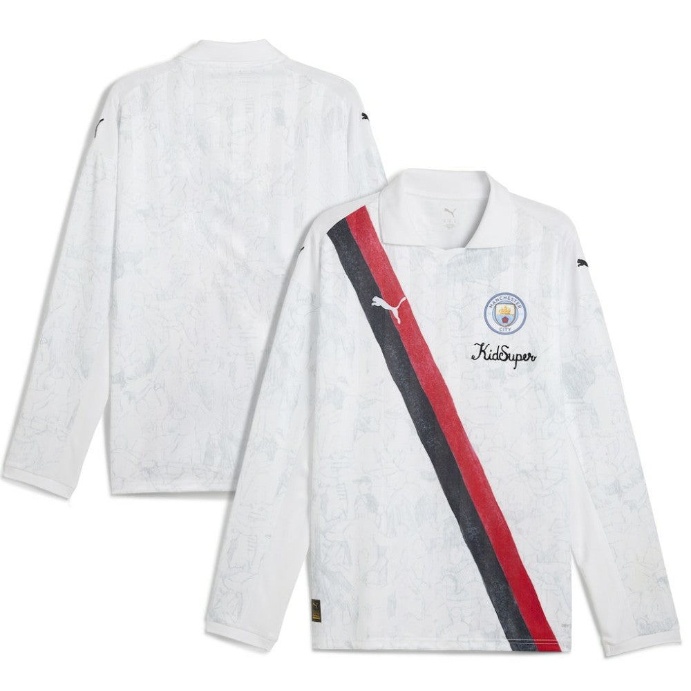 Manchester City x KidSuper 2025 FIFA Club World Cup Retro Long Sleeve T-Shirt White sale