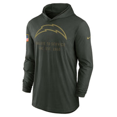 Los Angeles Chargers 2025 Salute to Service Sideline Dri-FIT Lightweight Hooded Pullover Forest Green