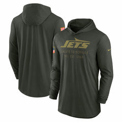 New York Jets 2025 Salute to Service Sideline Dri-FIT Lightweight Hooded Pullover Forest Green