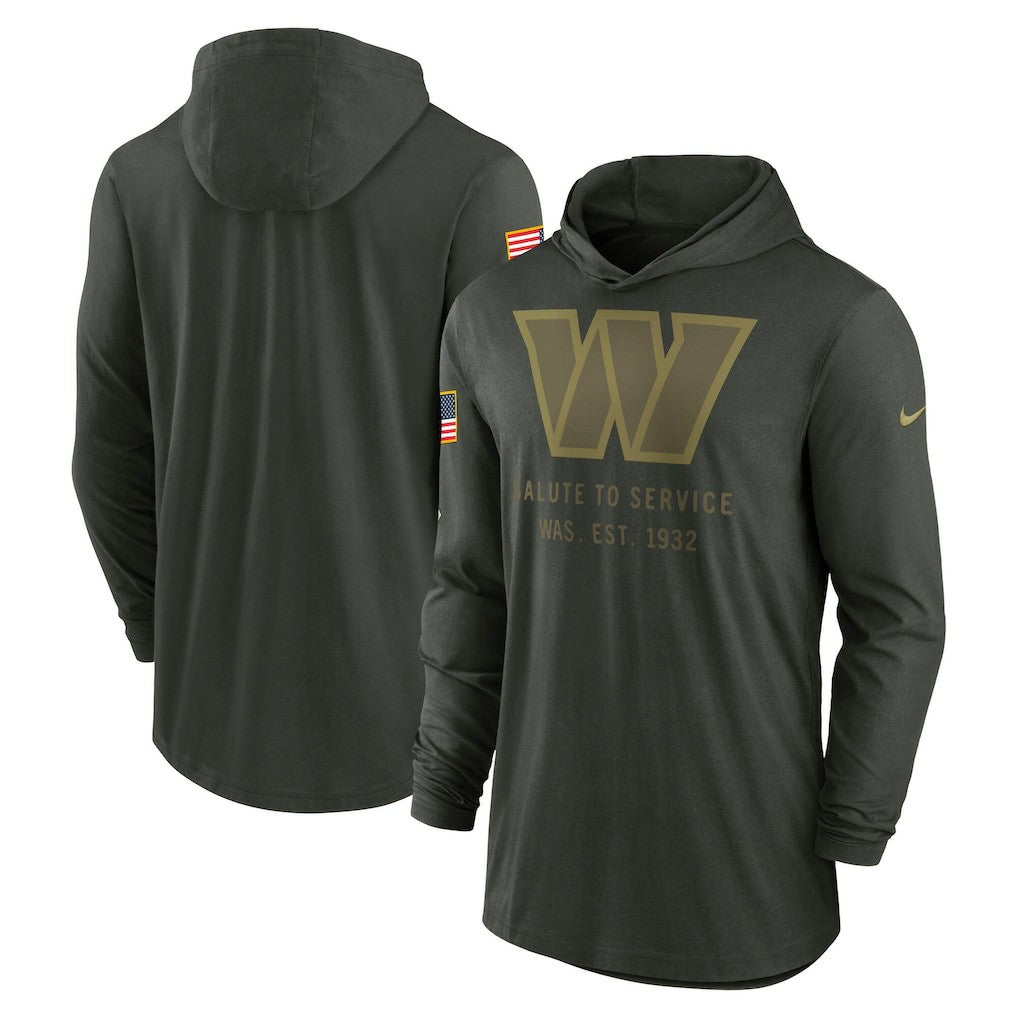 Washington Commanders 2025 Salute to Service Sideline Dri-FIT Lightweight Hooded Pullover Forest Green