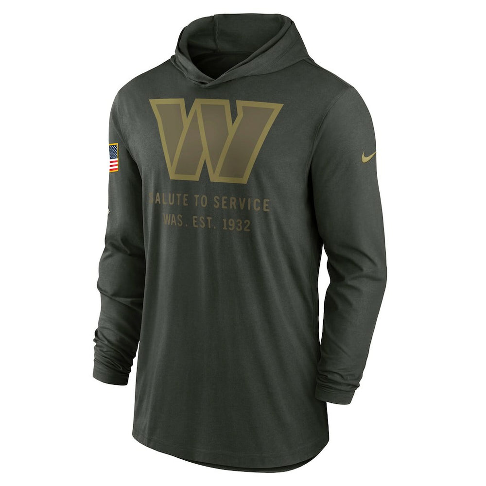 Washington Commanders 2025 Salute to Service Sideline Dri-FIT Lightweight Hooded Pullover Forest Green
