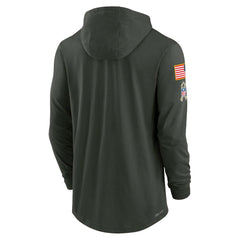 Kansas City Chiefs 2025 Salute to Service Sideline Dri-FIT Lightweight Hooded Pullover Forest Green