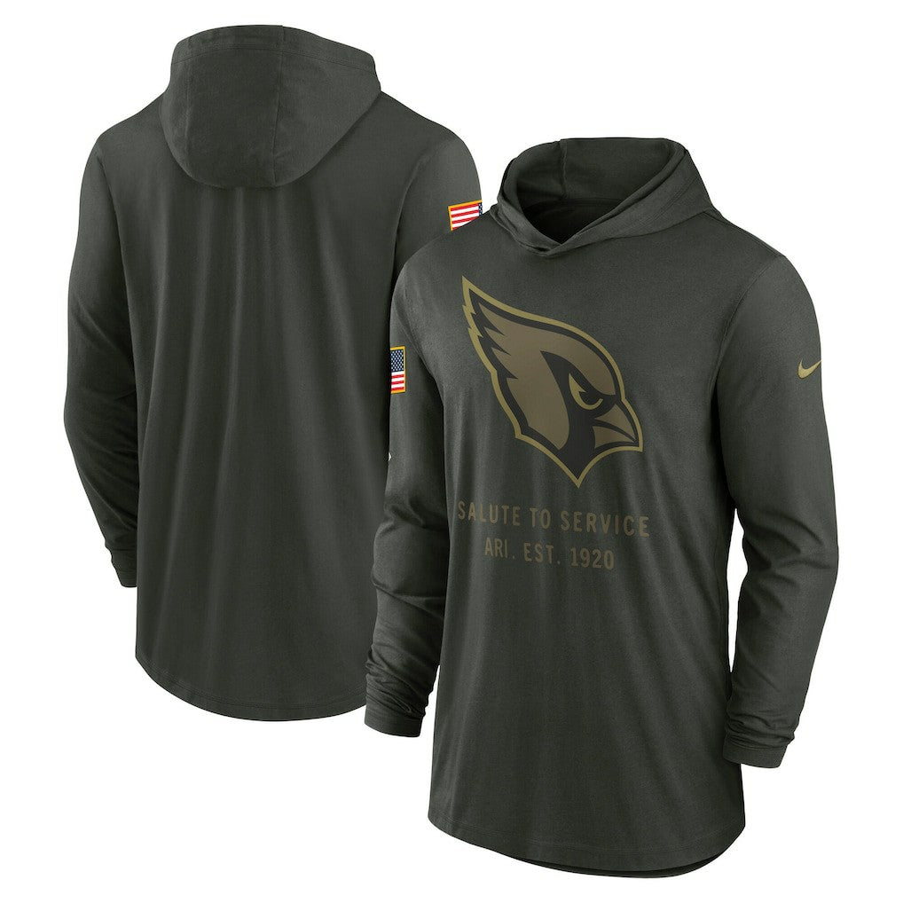 Arizona Cardinals 2025 Salute to Service Sideline Dri-FIT Lightweight Hooded Pullover Forest Green