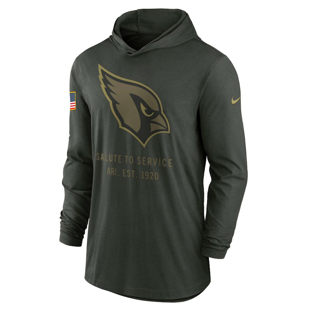 Arizona Cardinals 2025 Salute to Service Sideline Dri-FIT Lightweight Hooded Pullover Forest Green