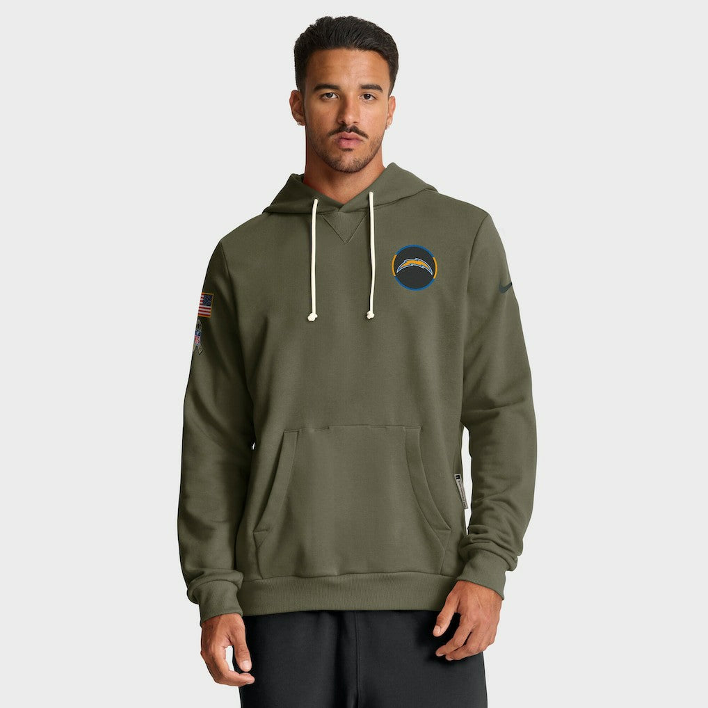 Los Angeles Chargers 2025 Salute to Service Sideline Standard Issue Dri-FIT Hoodie Olive