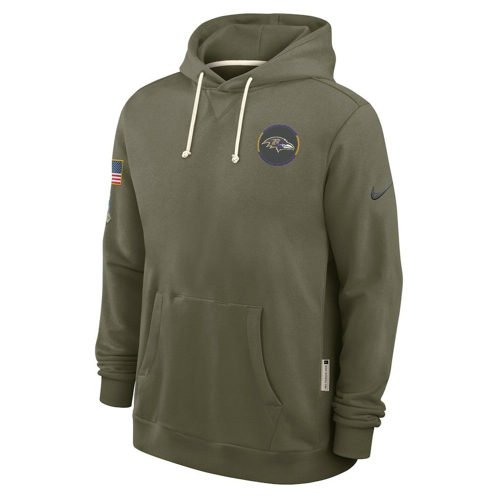 Baltimore Ravens 2025 Salute to Service Sideline Standard Issue Dri-FIT Hoodie Olive