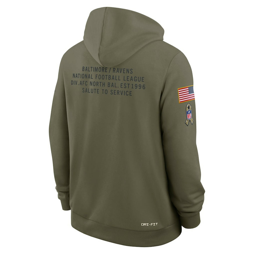 Baltimore Ravens 2025 Salute to Service Sideline Standard Issue Dri-FIT Hoodie Olive
