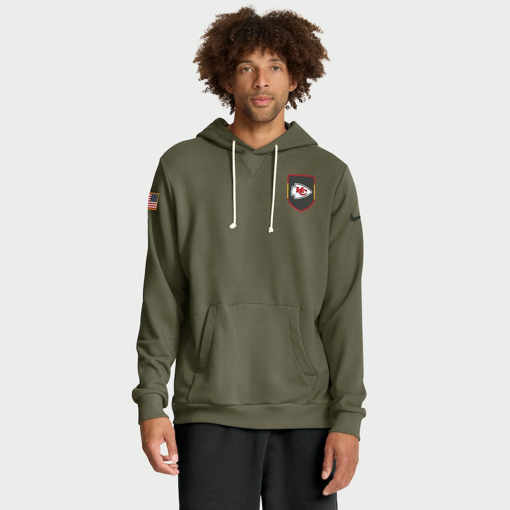 Kansas City Chiefs 2025 Salute to Service Sideline Standard Issue Dri-FIT Hoodie Olive