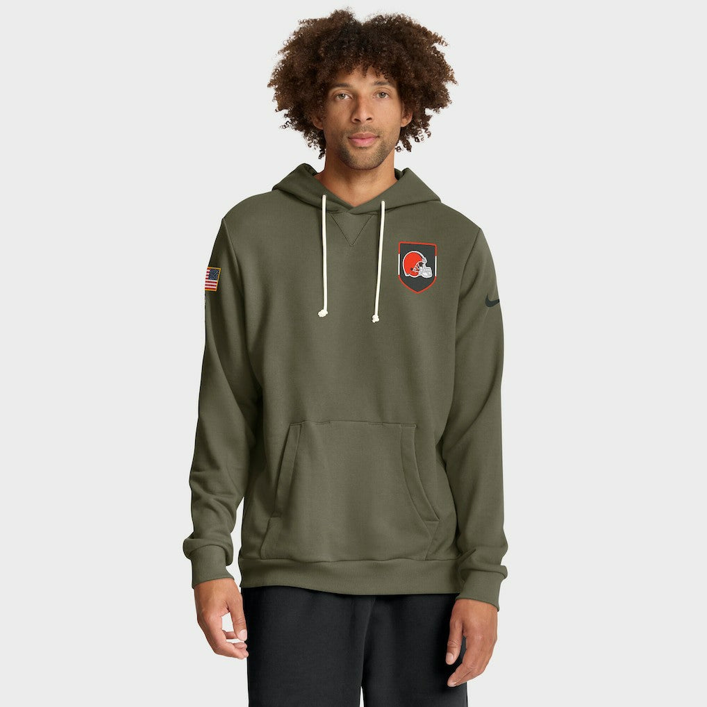 Cleveland Browns 2025 Salute to Service Sideline Standard Issue Dri-FIT Hoodie Olive