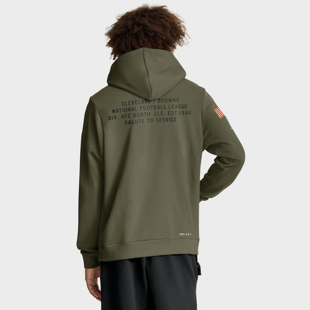 Cleveland Browns 2025 Salute to Service Sideline Standard Issue Dri-FIT Hoodie Olive
