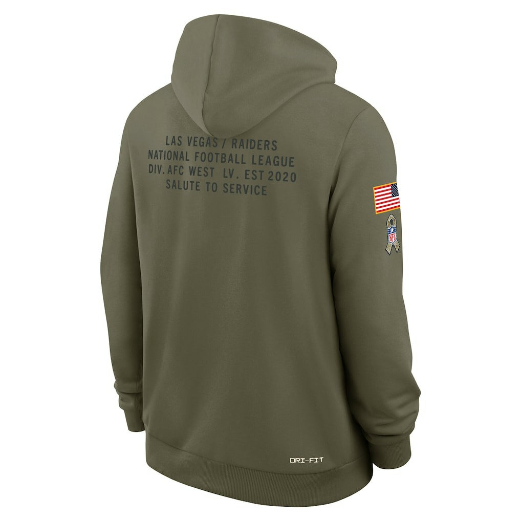 Las Vegas Raiders 2025 Salute to Service Sideline Standard Issue Dri-FIT Hoodie Olive