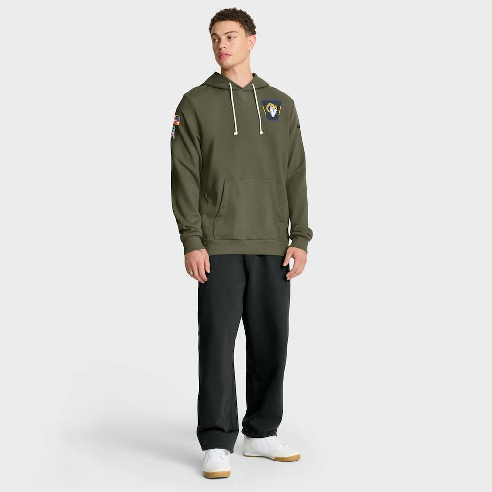 Los Angeles Rams 2025 Salute to Service Sideline Standard Issue Dri-FIT Hoodie Olive