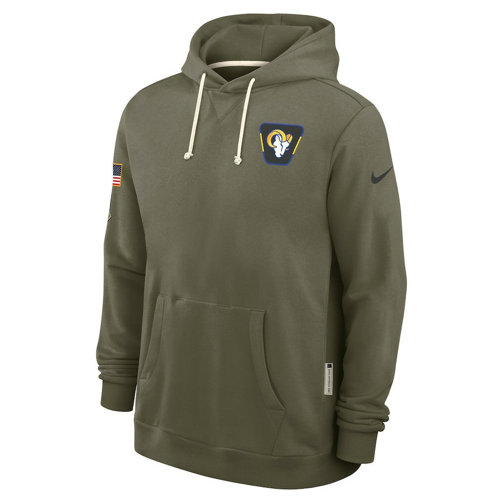 Los Angeles Rams 2025 Salute to Service Sideline Standard Issue Dri-FIT Hoodie Olive