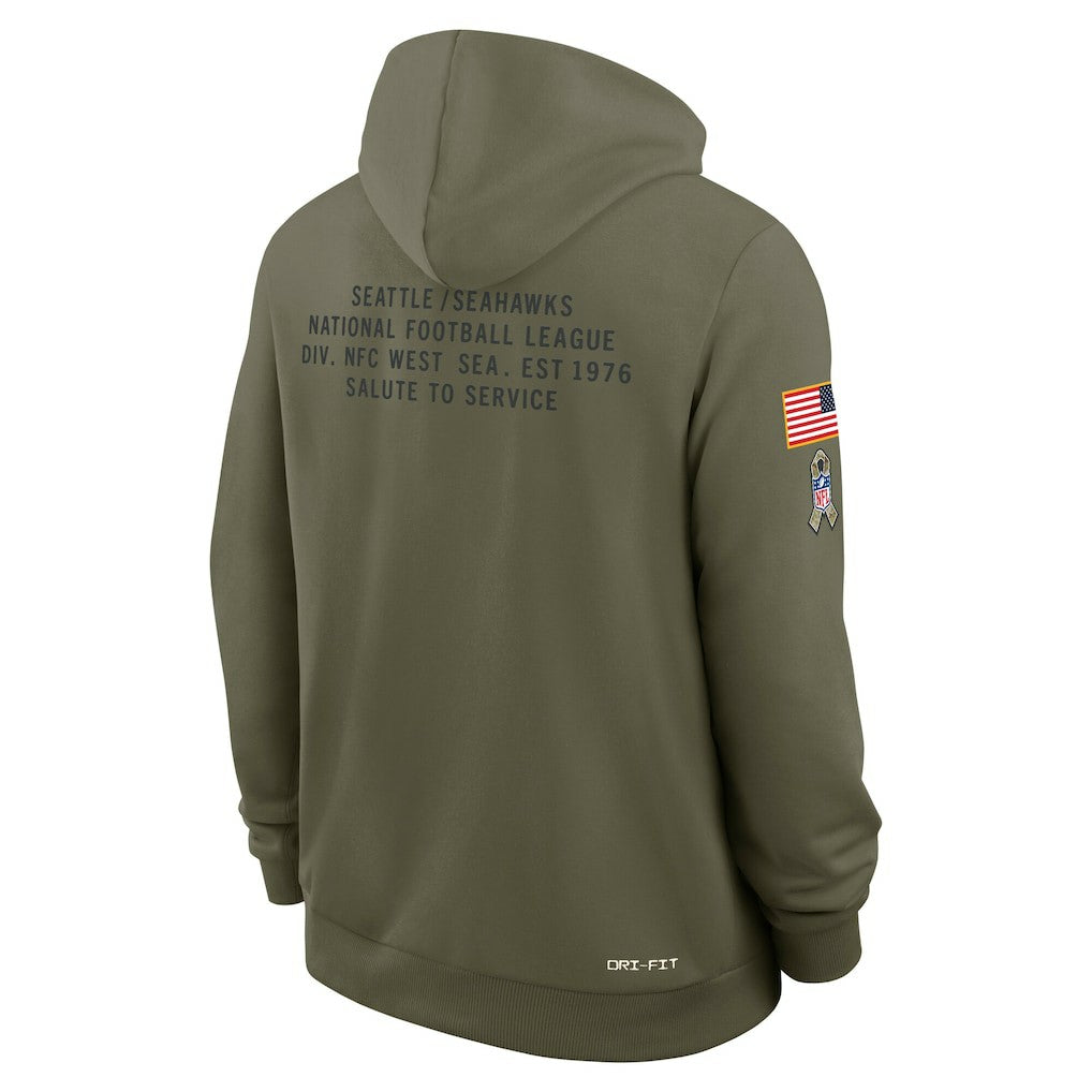 Seattle Seahawks 2025 Salute to Service Sideline Standard Issue Dri-FIT Hoodie Olive